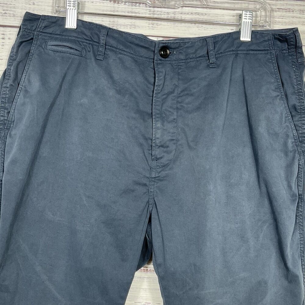 Billy Reid Pants Chino Mens 36x28 Blue Cotton Stretch Flat Front Preppy FLAW